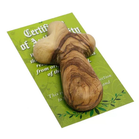 Handmade Olive Wood Catholic Comfort Cross from Holy Land Bethlehem - Christian Religious Gift - Holding Pocket Palm Cross for Prayer Handmade Olive Wood Catholic Comfort Cross from Holy Land Bethlehem - Christian Religious Gift - Holding Pocket Palm Cross for Prayer