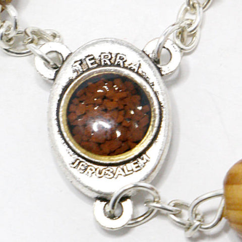 Olive wood Handmade Rosary beads Prayer Knot with Holy Soil from Jerusalem 21" Olive wood Handmade Rosary beads Prayer Knot with Holy Soil from Jerusalem 21"