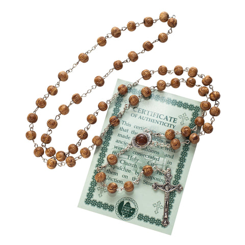 Olive wood Handmade Rosary beads Prayer Knot with Holy Soil from Jerusalem 21" Olive wood Handmade Rosary beads Prayer Knot with Holy Soil from Jerusalem 21"