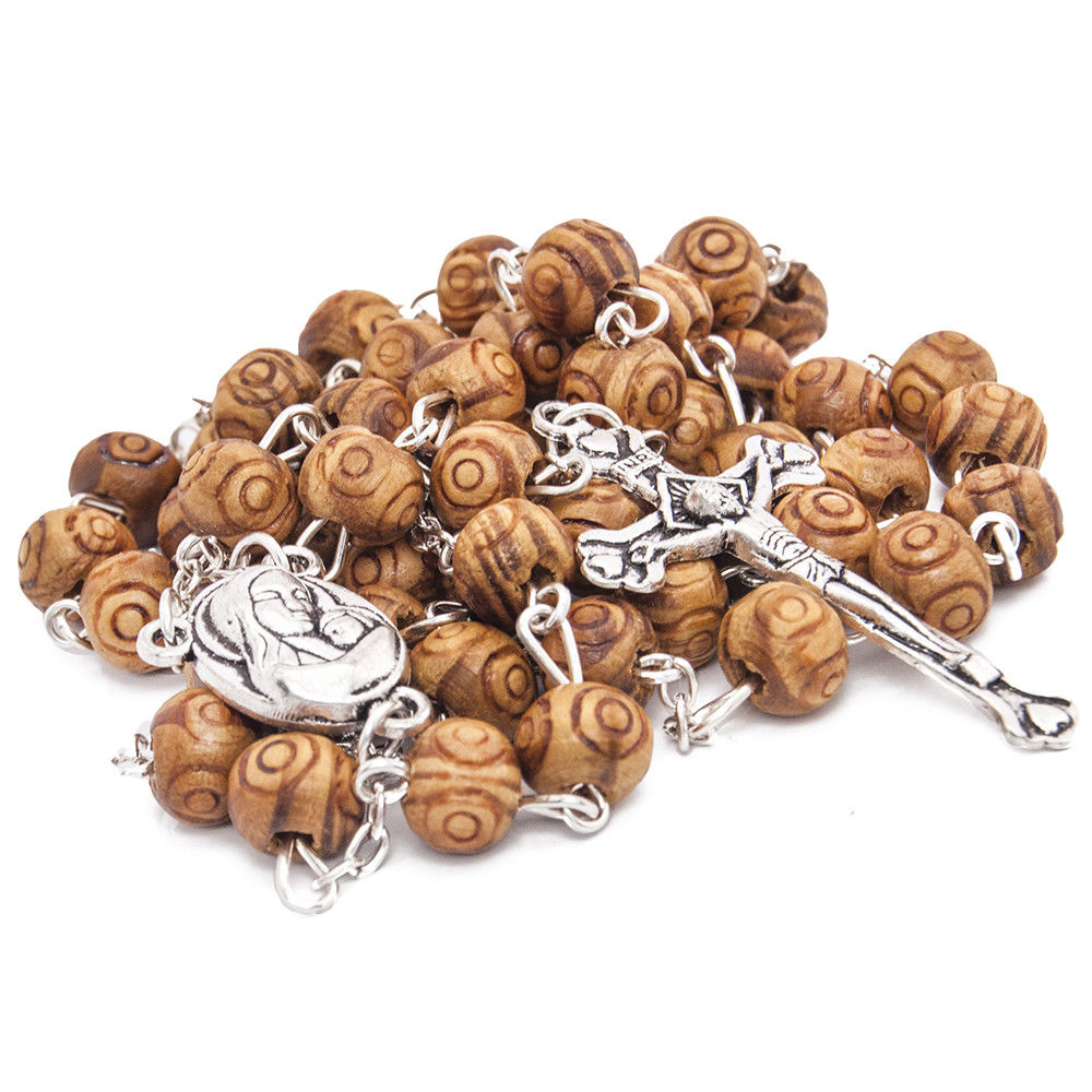 Olive wood Handmade Rosary beads Prayer Knot with Holy Soil from Jerusalem 21" Olive wood Handmade Rosary beads Prayer Knot with Holy Soil from Jerusalem 21"