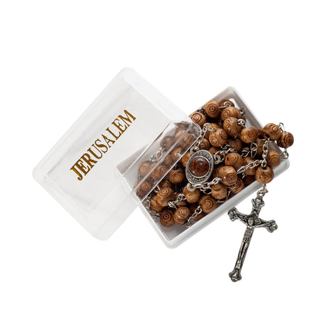 Olive wood Handmade Rosary beads Prayer Knot with Holy Soil from Jerusalem 21" Olive wood Handmade Rosary beads Prayer Knot with Holy Soil from Jerusalem 21"