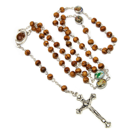 Olive wood Handmade Rosary beads Prayer Knot with Holy Soil from Jerusalem 17" Olive wood Handmade Rosary beads Prayer Knot with Holy Soil from Jerusalem 17"