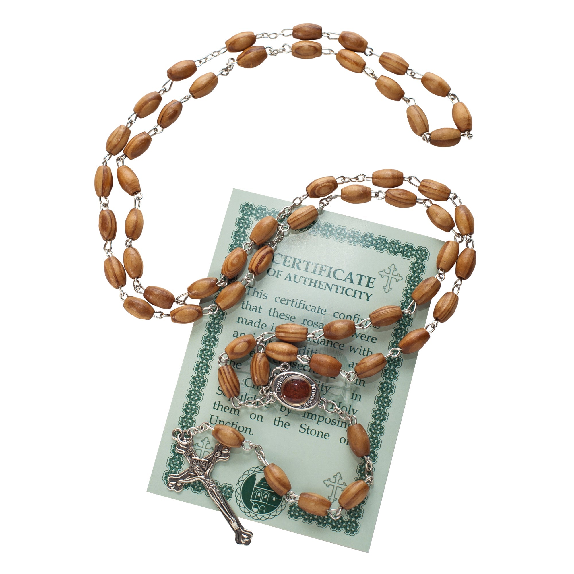 Olive wood Handmade Rosary beads Prayer Knot with Holy Soil from Jerusalem 23" Olive wood Handmade Rosary beads Prayer Knot with Holy Soil from Jerusalem 23"