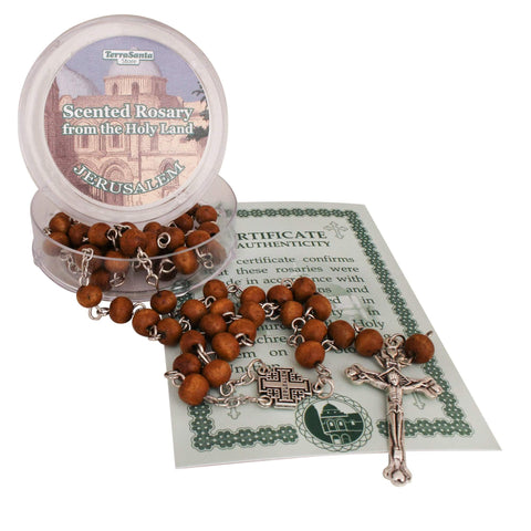 Aroma Wooden Rosary w/Jerusalem Cross Crucifix in Box from Holy Land Gift 18,5" Aroma Wooden Rosary w/Jerusalem Cross Crucifix in Box from Holy Land Gift 18,5"