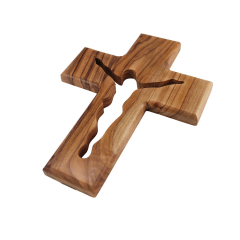 Olive Wood Hanging Wall Cross Jesus Holy Jerusalem Decor Christian 16cm/6.3" Olive Wood Hanging Wall Cross Jesus Holy Jerusalem Decor Christian 16cm/6.3"