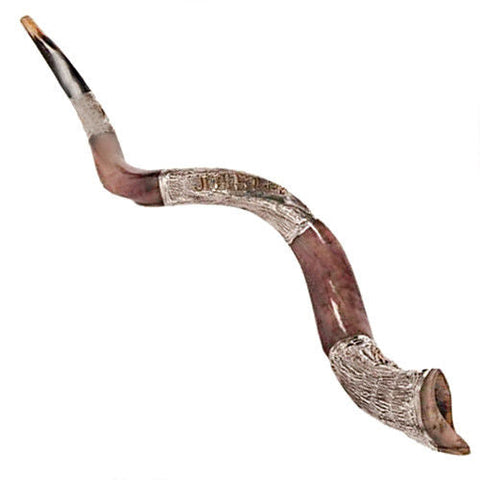 silver plated kudu horn shofar Jerusalem finish, heritage sound
 silver plated kudu horn shofar Jerusalem finish, heritage sound