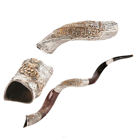 Silver plated shofar Jerusalem – polished mouthpiece detail
 Silver plated shofar Jerusalem – polished mouthpiece detail