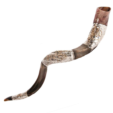 Yemenite silver plated kudu horn shofar, Holy Land Judaica
 Yemenite silver plated kudu horn shofar, Holy Land Judaica
