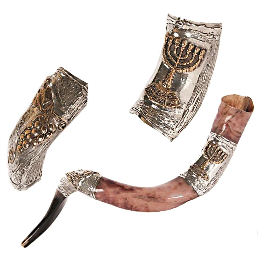 Silver plated shofar Jerusalem mouthpiece detail, smooth start
 Silver plated shofar Jerusalem mouthpiece detail, smooth start