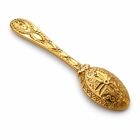 18K Gold Plated 925 Silver Lucky Spoon Talisman for Wallet Prosperity