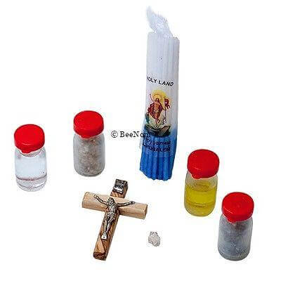 Blessing Set from Holy Land 7 Elements Oil,Water,Soil,Insence,Cross,Candle,Icon - Holy Land Store