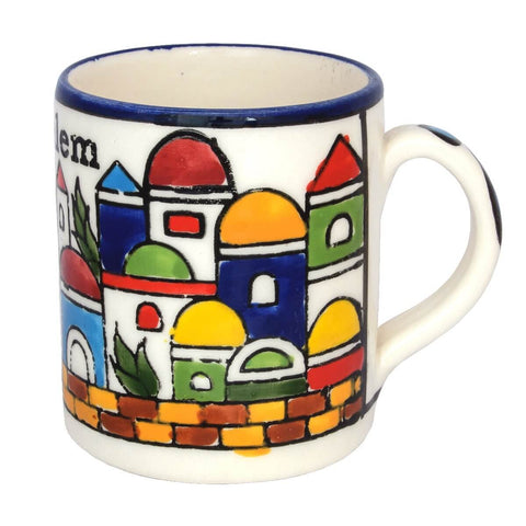 Handmade Souvenir Decorative Mug Jerusalem city Armenian Ceramics, Israel