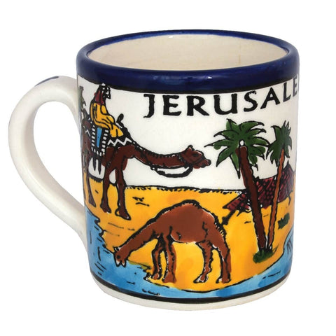 Handmade Decorative Cup Jerusalem & Camel, Armenian Ceramics Jerusalem