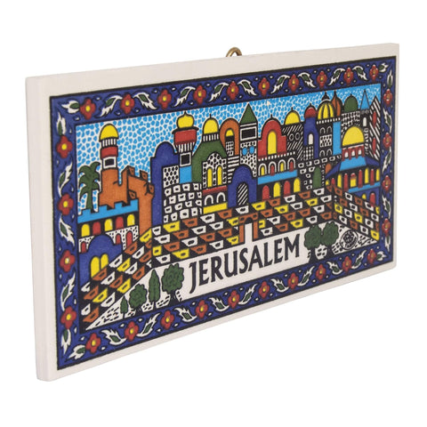 Armenian Ceramic Decorative Tile Wall Decor Jerusalem (5.91x2.95x0.19 inch)