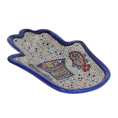 Armenian Ceramic Decorative Bowl in form of Hamsa Jerusalem Tabgha (4.72x2.95 inch)