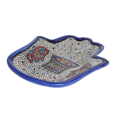 Armenian Ceramic Decorative Bowl in form of Hamsa Jerusalem Tabgha (4.72x2.95 inch)