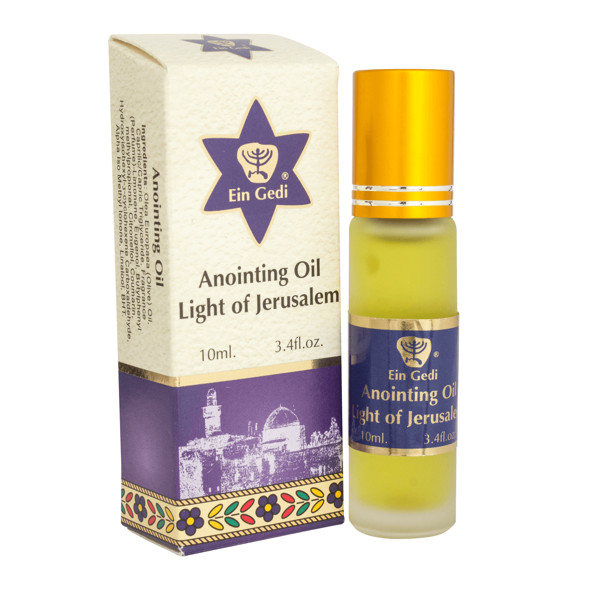 Blessed Anointing Oil Light of Jerusalem by Ein Gedi in Jerusalem Holy Land Roll-on 10ml