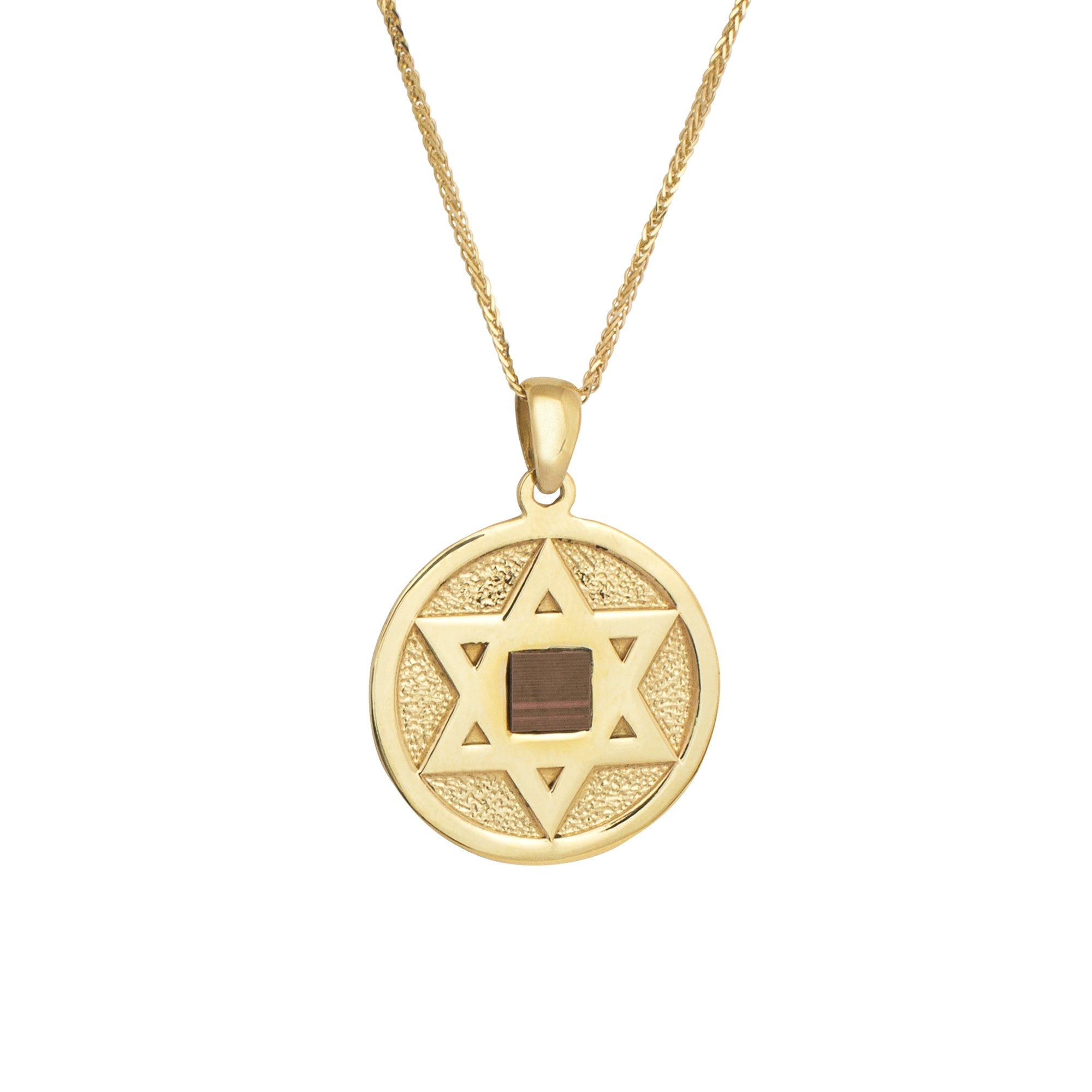 Round Pendant w/ Star of Magen David Nano Sim Gold 14K from Holy Land