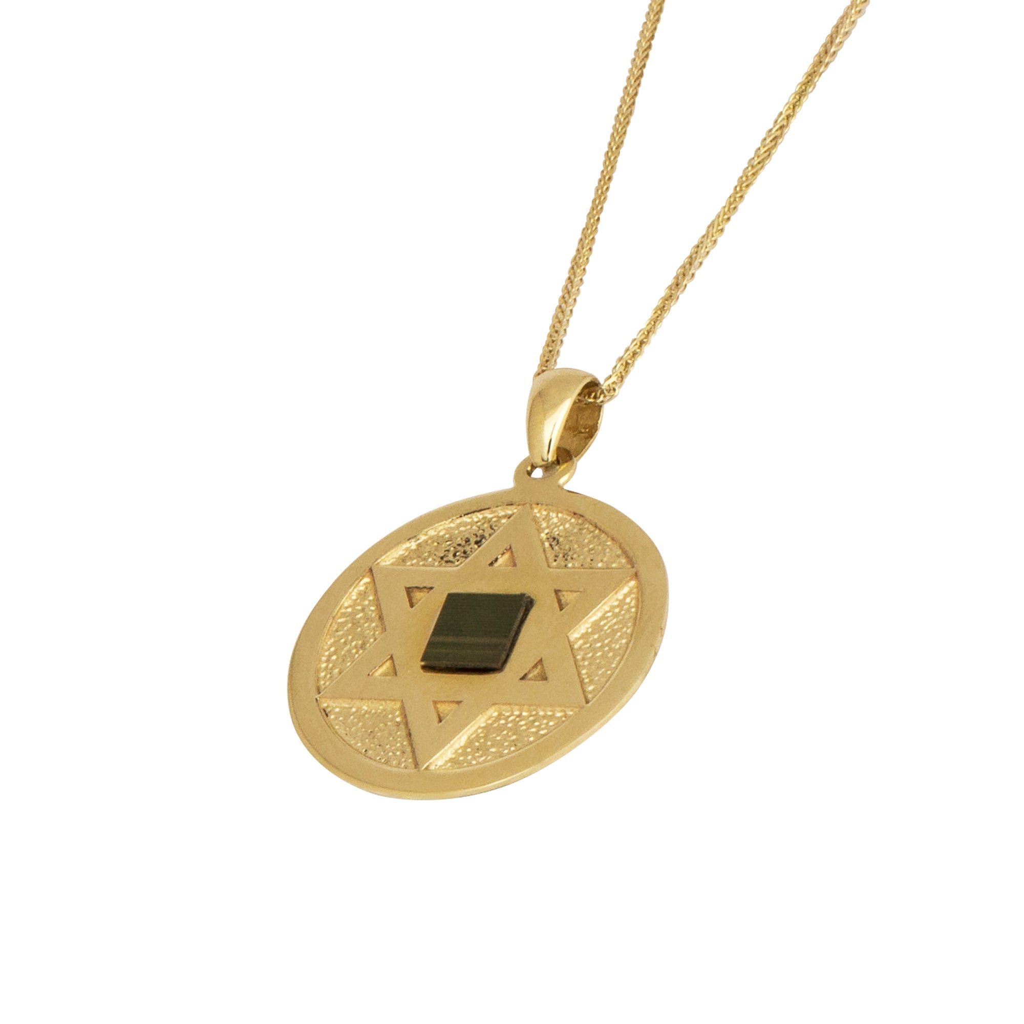 Round Pendant w/ Star of Magen David Nano Sim Gold 14K from Holy Land