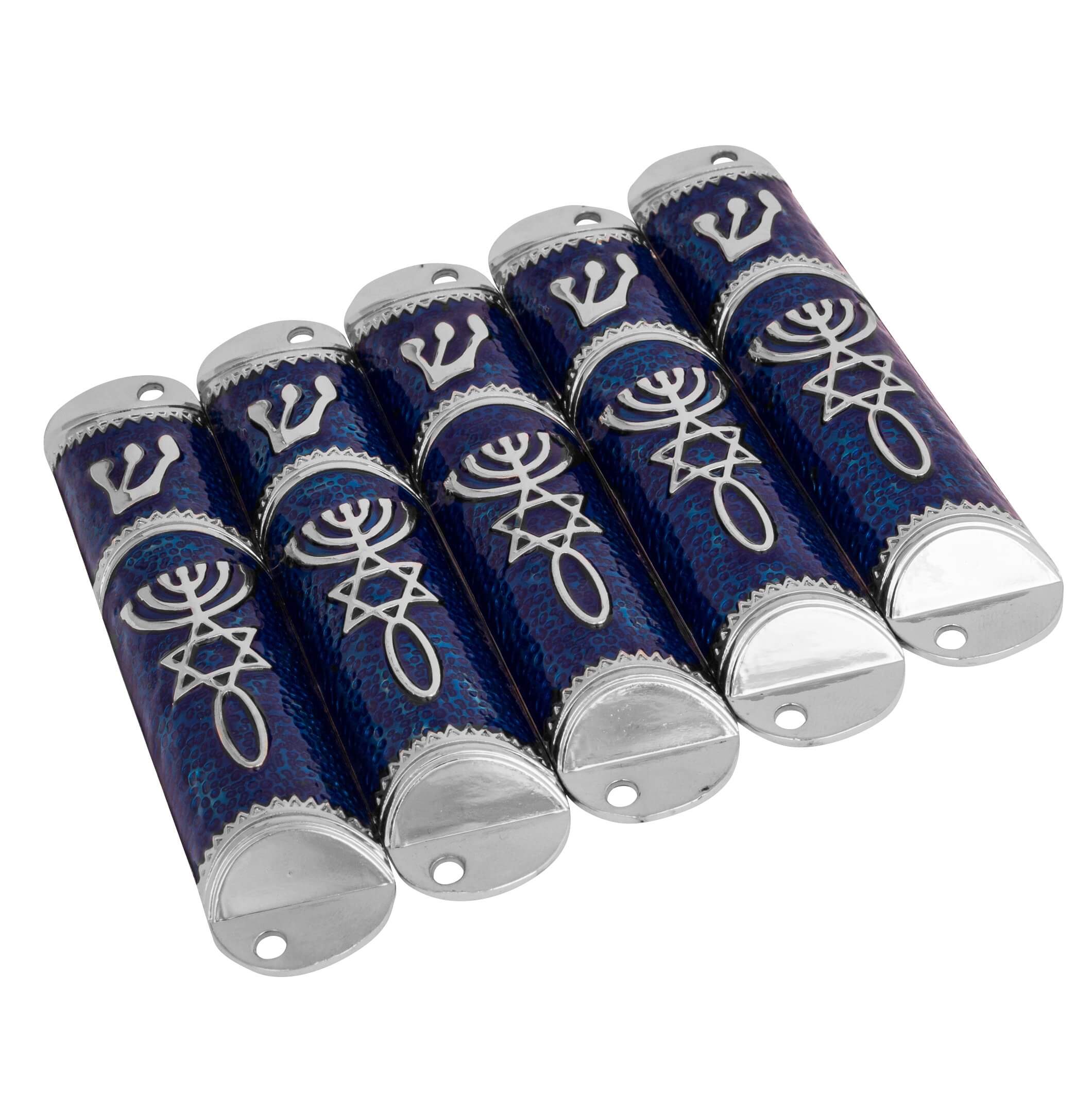 Enamel Door Mezuzah Scroll Case Shedai Jewish for Klaf Parchment 4" (10,5cm)