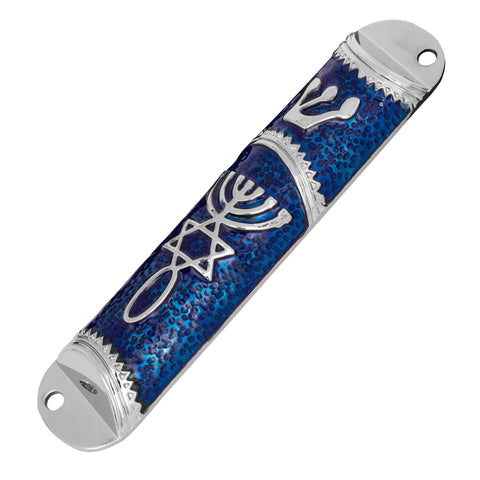 Enamel Door Mezuzah Scroll Case Shedai Jewish for Klaf Parchment 4" (10,5cm)