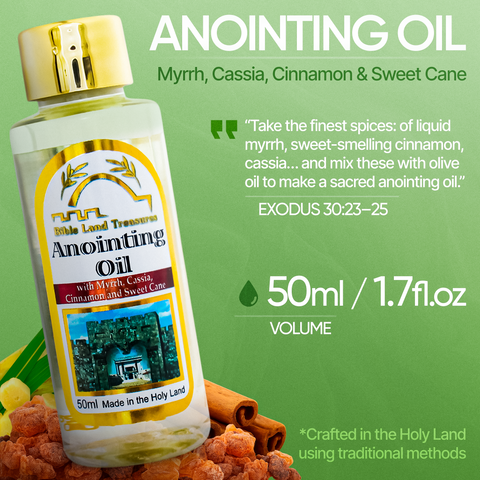Bible Land Treasures Anointing Oil Set – 4 Biblical Oils from the Holy Land | 50 ml / 1.7 fl oz