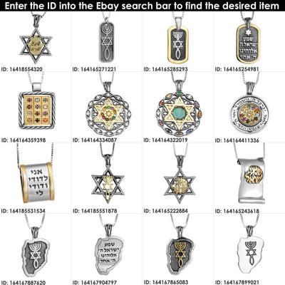 Pendant Star of David The Ten Commandments 10 Covenant Moses Bible Silver 925
