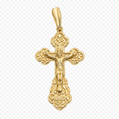Blessed Orthodox Cross Pendant 18K Gold Plated Silver Crucifix