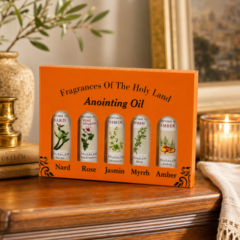 Holy Land Roll-On Anointing Oil Set with Nard, Myrrh, Amber, Jasmine & Rose of Sharon