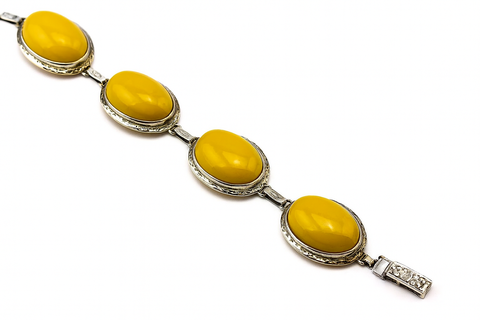 925 Sterling Silver Bracelet with Milky Amber
