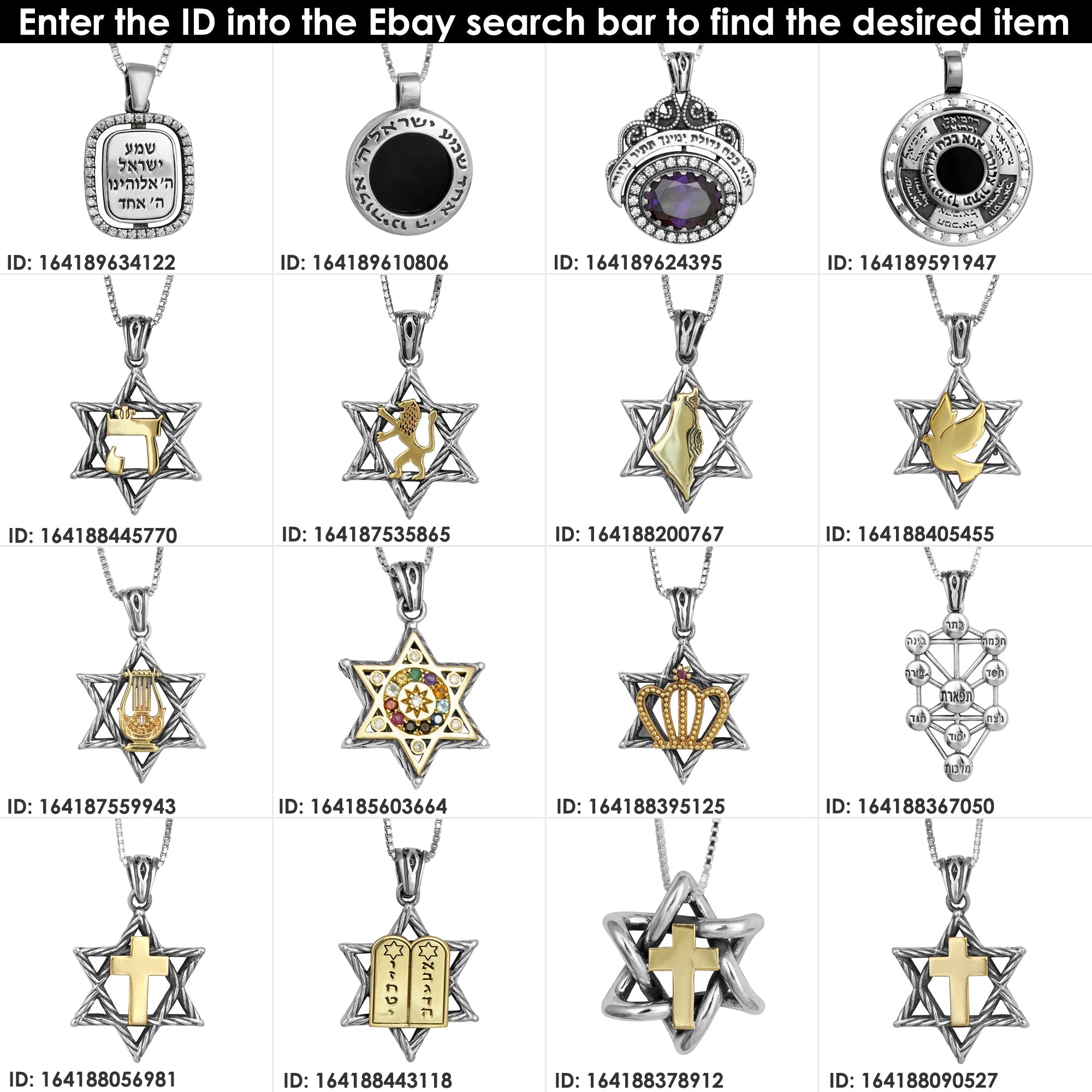 Pendant Amulet Kabbalah For Attracting Love Sterling Silver & Gold 9K Necklace