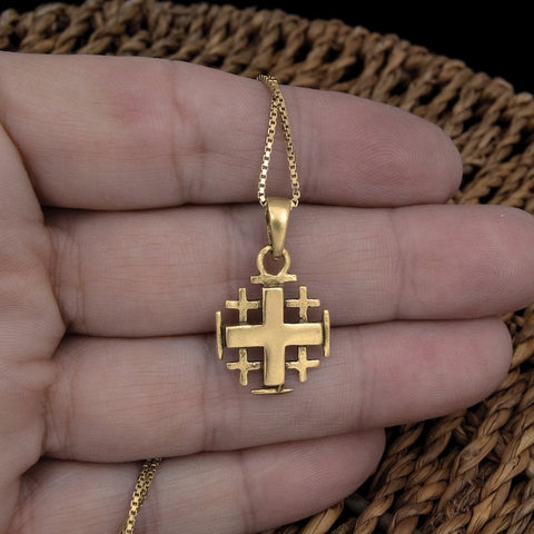 Jerusalem Cross Pendant necklace Crusader cross necklace Jewish gifts for women Jerusalem cross gold