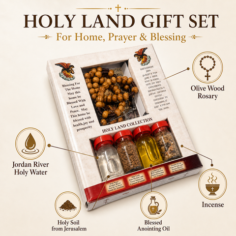 Holy Land Home Blessing Gift Set with Rosary & Holy Water