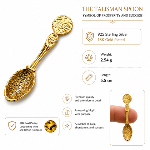Zagrebushka Prosperity Spoon Charm 925 Silver 18K Gold Plated Wallet Token