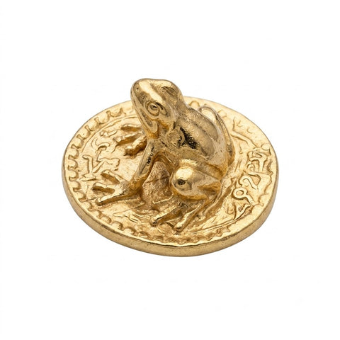 18K Gold Gilded Silver Money Frog Wealth Charm & Feng Shui Amulet