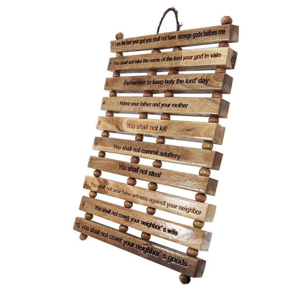 Wooden Ten Commandments Wall Hanging – Christian Home Décor from Holy Land