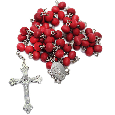 Sandal Wood Rosary with Rose Aroma and Jerusalem Cross Holy Land Gift 20 inch