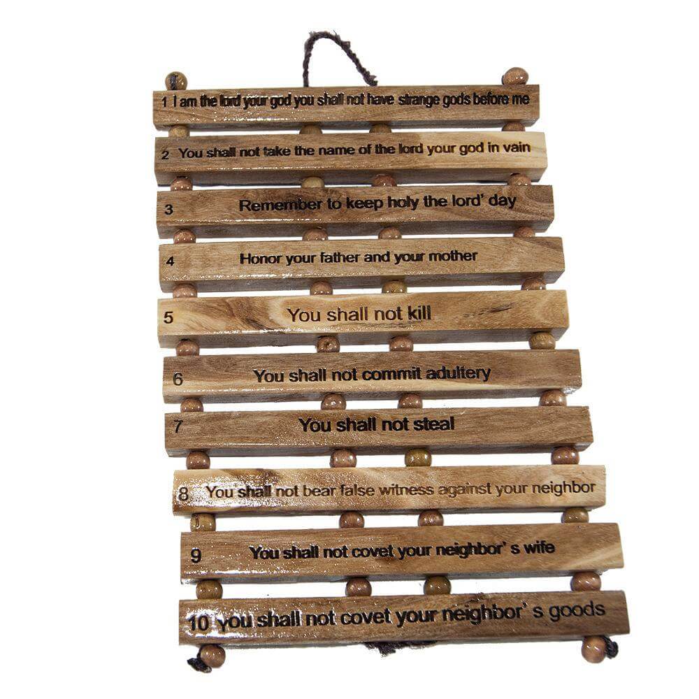 Hand Made Olive Wood Commandments Precepts Wall Home Prayer from Bethlehem - Holy Land Store