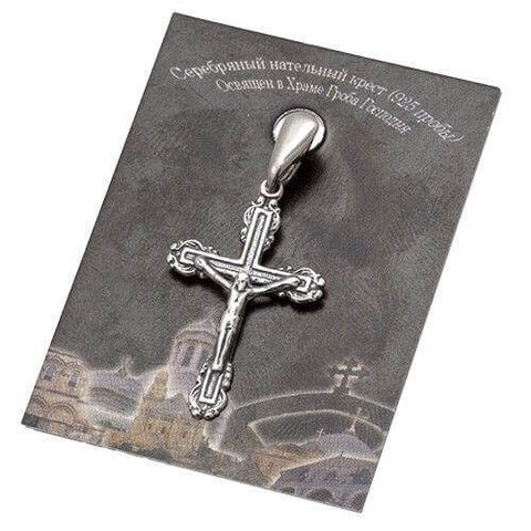 Body Cross Silver 925 Pendant Necklace Consecrated in HolySepulchre 1.3"/ 3.3 cm