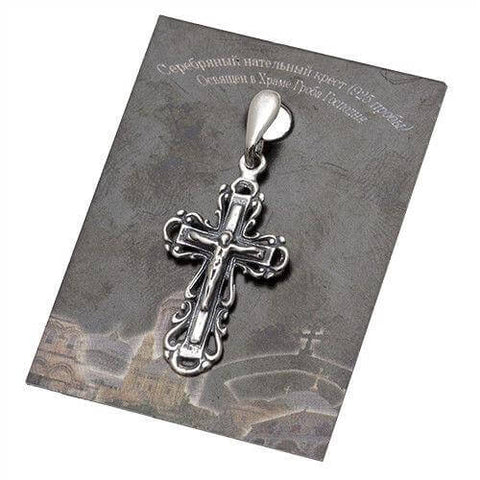 Body Cross Silver 925 Pendant Necklace Consecrated in HolySepulchre 1.4"/ 3.6 cm