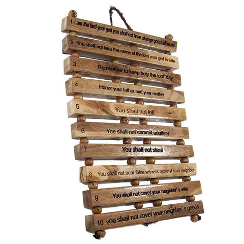 Wooden Ten Commandments Wall Hanging – Christian Home Décor from Holy Land