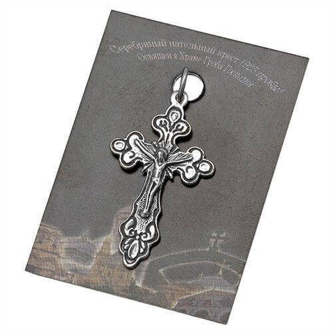 Body Cross Silver 925 Pendant Necklace Consecrated in HolySepulchre 1.3"/ 3.5 cm