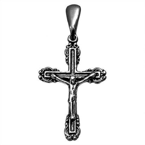 Body Cross Silver 925 Pendant Necklace Consecrated in HolySepulchre 1.3"/ 3.3 cm