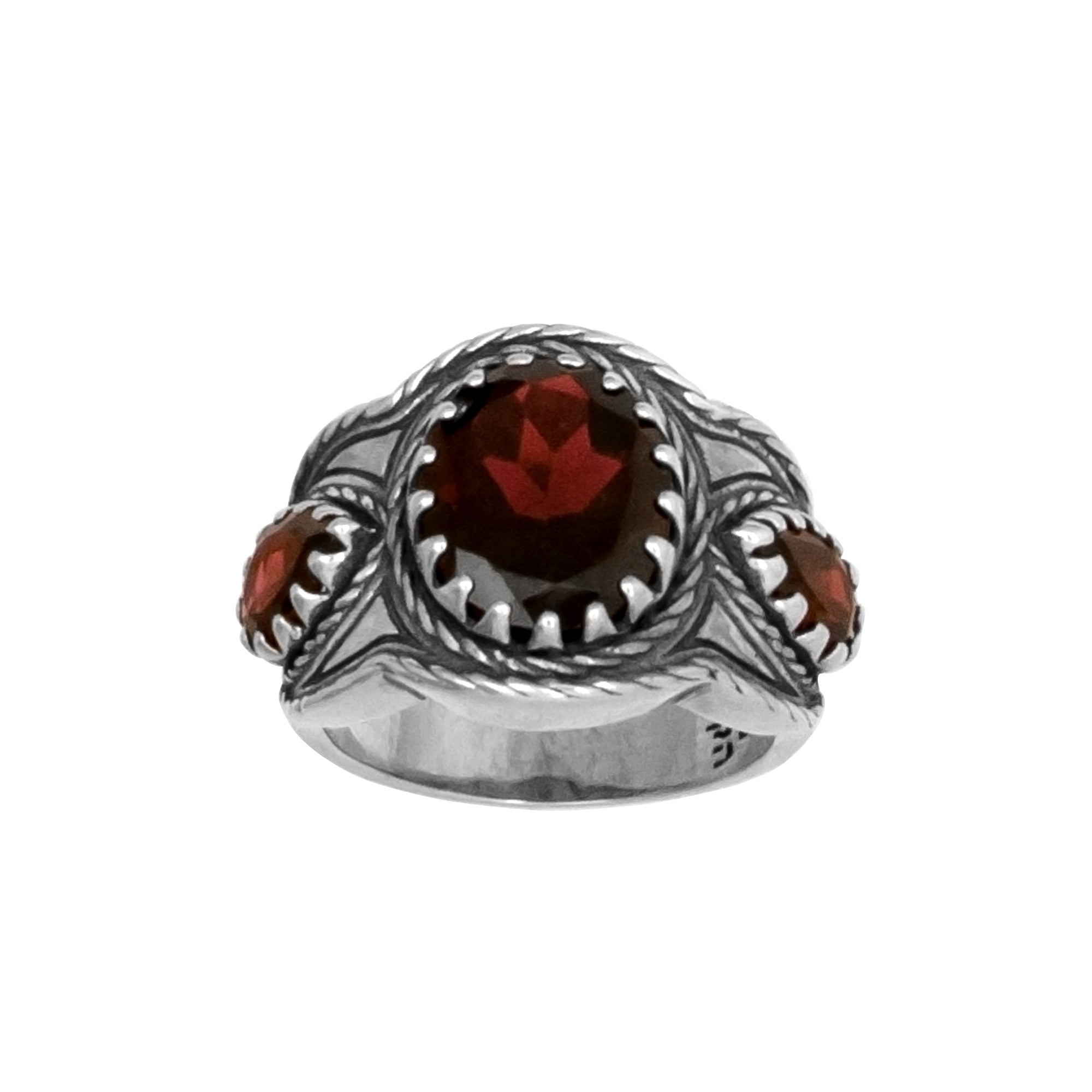 Natural Wine Red Garnet Gemstone Ring Sterling Silver Hand Made Israel Jewelry