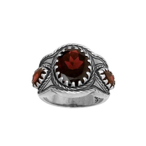 Natural Wine Red Garnet Gemstone Ring Sterling Silver Hand Made Israel Jewelry