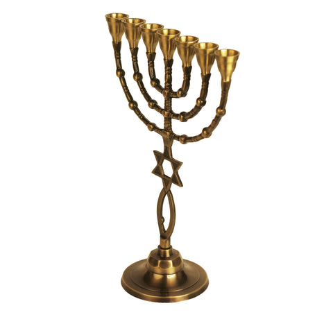 Jerusalem Seven-Branch Brass Menorah – Temple Replica  28cm