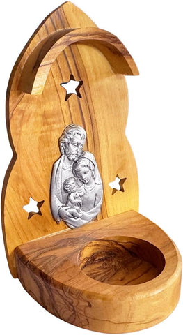 Nativity Olive Wood Tealight Candle Holder – Holy Family from Bethlehem