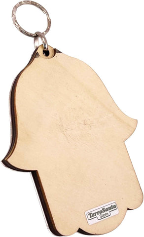 Wooden Jewish Hamsa Hand Against the Evil Eye - Wall Hanging Decor - 4.5"/12cm