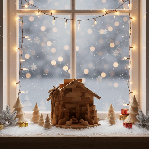 Large Olive Wood Christmas Nativity Set, Handmade Christian Home Decor Made in Bethlehem