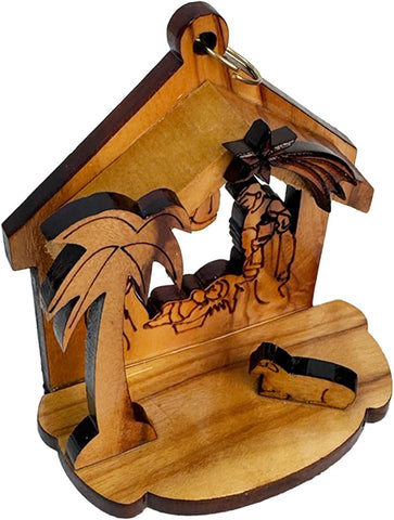 Nativity Scene Christmas Tree Ornament Keepsake – Hand-Carved in Bethlehem Olive Wood 2.5"